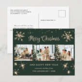 Groene Sneeuwvlok Fotocollage Feestdagenkaart (Voorkant / Achterkant)
