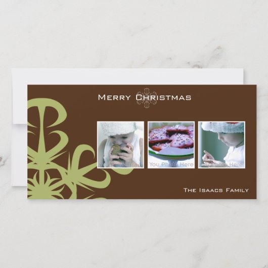 Groene sneeuwvlok kerstkaart (Voorkant)