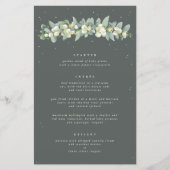Groene Snowberry+Eucalyptus 3 gangen Bruiloft Menu (Voorkant)