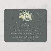 Groene Snowberry+Eucalyptus Boeket Bruiloft Detail Informatiekaartje (Voorkant)
