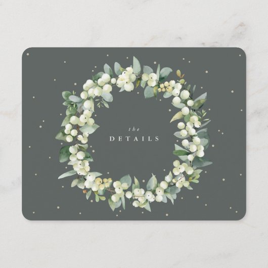 Groene Snowberry + Eucalyptus Garland bruiloft det Informatiekaartje (Achterkant)