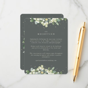 Groene Snowberry+Eucalyptus Rand Huwelijksreceptie Informatiekaartje