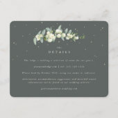 Groene Snowberry+Eucalyptus Stambruiloft Details Informatiekaartje (Voorkant)
