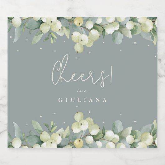 Groene Snowberry+Eucalyptus Winter Bachelorette Bier Etiket (Enkel label)