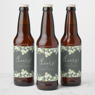 Groene Snowberry+Eucalyptus Winter Bachelorette Bier Etiket