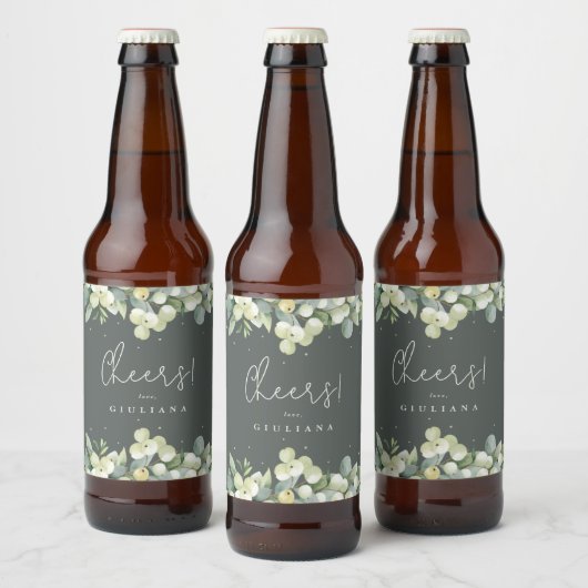 Groene Snowberry+Eucalyptus Winter Bachelorette Bier Etiket (Flessen)