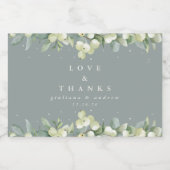 Groene Snowberry + Eucalyptus Winter bruiloft guns Voedselcontainer Etiket (Enkel label)