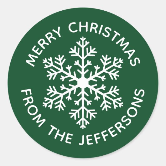 Groene Snowflake Kerst stickers (Voorkant)