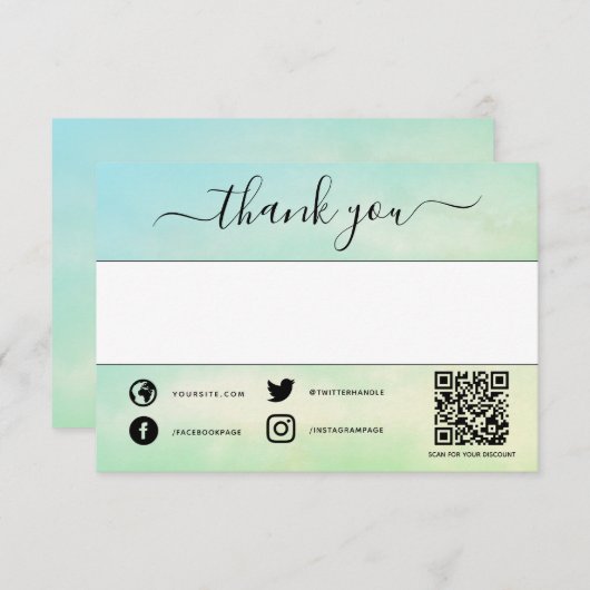 Groene sociale qr code dank u invoegen kaart (Voorkant / Achterkant)