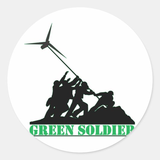 Groene Soldaat Windmill Ronde Sticker (Voorkant)
