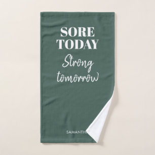 Groene Sore Today Sterke Tomorrow Name Workout Gym Handdoek