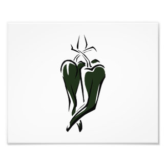 Groene Spaanse peper twee dansende abstract Foto Afdruk