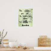  groene sparkle 30th Birthday Name Poster (Keuken)