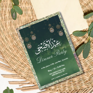 Groene Sparkle Eid al Adha dinerfeest uitnodiging