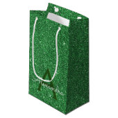 Groene Sparkle Glitter Monogram Naam & Initiaal Klein Cadeauzakje (Voorkant Gekanteld)