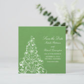 Groene Sparkly Holiday Boom sparen de Datum uitnod Kaart (Staand voorkant)