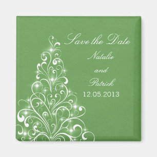 Groene Sparkly Holiday Tree Save the Date Magnet Magneet