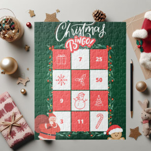 Groene Speelse Feest Kerstmis Bingo puzzel