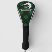 Groene speldenvis en haak-monogram golfheadcover (Voorkant)