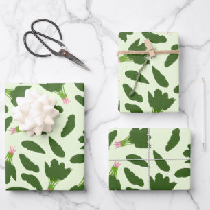 Groene spinazie leest patroon inpakpapier vel