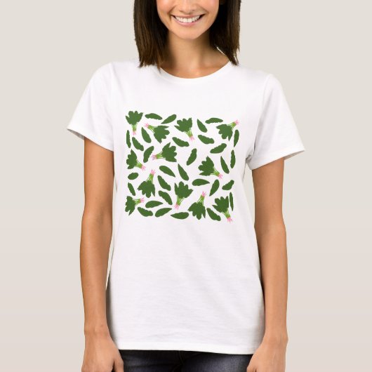 Groene spinazie leest patroon t-shirt (Voorkant)