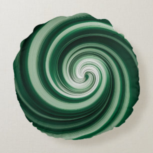 Groene spiraalvormige wervel abstract ronde kussen