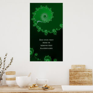 Groene Spiral Fractal Abstract met eigen offerte Poster