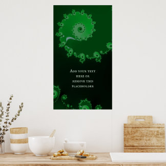 Groene Spiral Fractal Abstract met eigen offerte Poster