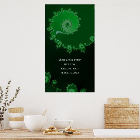 Groene Spiral Fractal Abstract met eigen offerte Poster (Keuken)