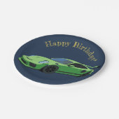 Groene Sport Auto Verjaardagspapier Bord (Gekanteld)