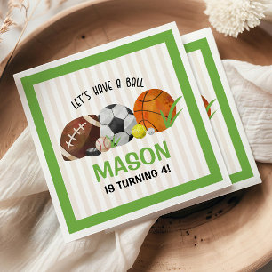 Groene Sport Football Basketbal Verjaardagsfeest Servet