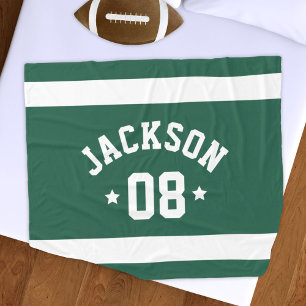 Groene sportstrui naam en nummer fleece deken