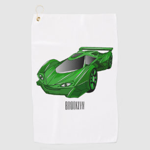 Groene sportwagen met luchtfolie golfhanddoek