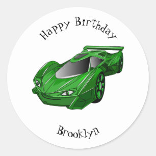 Groene sportwagen met luchtfolie ronde sticker