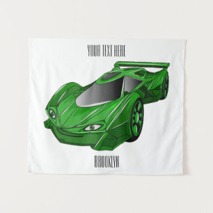 Groene sportwagen met luchtfolie wandkleed
