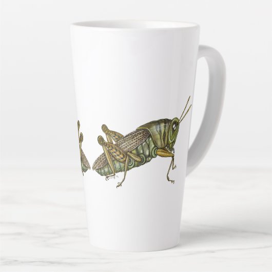Groene sprinkhaan latte mok (Rechterhoek)