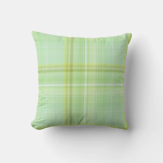 Groene Spruit Pastelgroen Geruit Kussen (Voorkant)