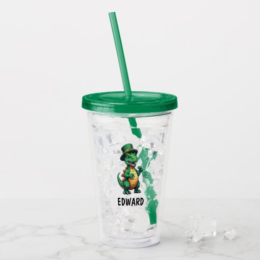 Groene St Patrick's dag dinosaurus Acryl Drinkbeker (Voorkant ijs)
