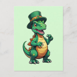 Groene St Patrick's dag dinosaurus Briefkaart