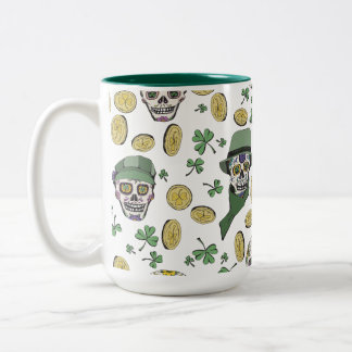 Groene St Patrick's Day Ierse Suikerschedel Custom Tweekleurige Koffiemok