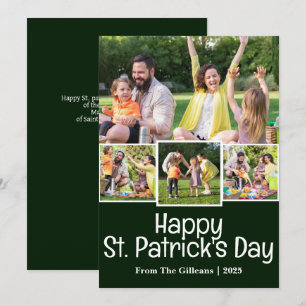 Groene St. Patrick's Day Shamrocks familie 4 foto Feestdagenkaart