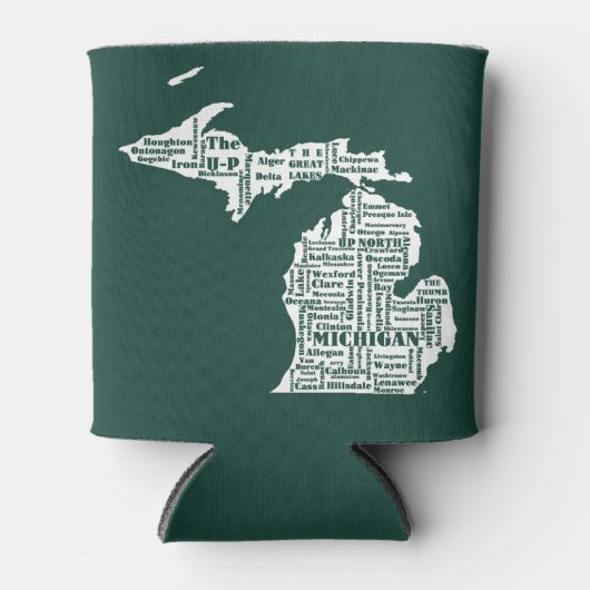 Groene staat van Michigan steden Blikjeskoeler (Voorkant)