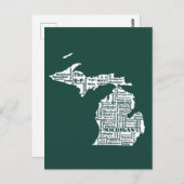 Groene staat van Michigan steden Briefkaart (Voorkant / Achterkant)