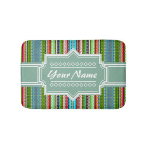Groene stam Ikat Chevron gepersonaliseerd Badmat