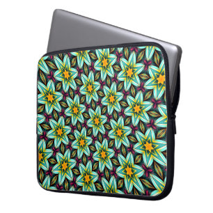 Groene sterren Bloemenpatroon Laptop Sleeve