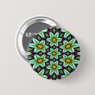 Groene sterren Bloemenpatroon Ronde Button 5,7 Cm