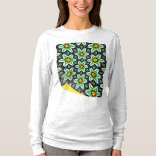 Groene sterren Bloemenpatroon T-shirt