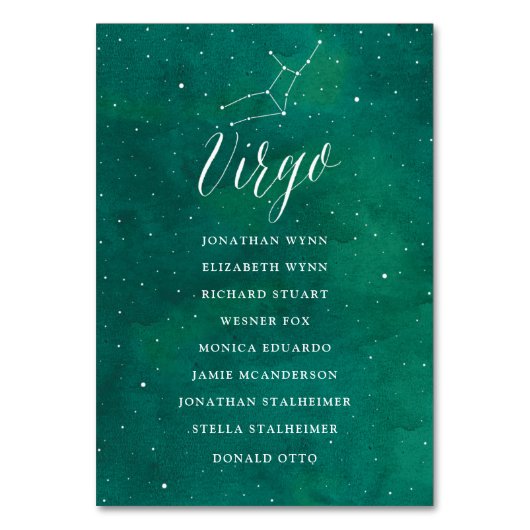 Groene Sterren Galaxy Bruiloft Zitplattegrond Kaar Kaart (Voorkant)