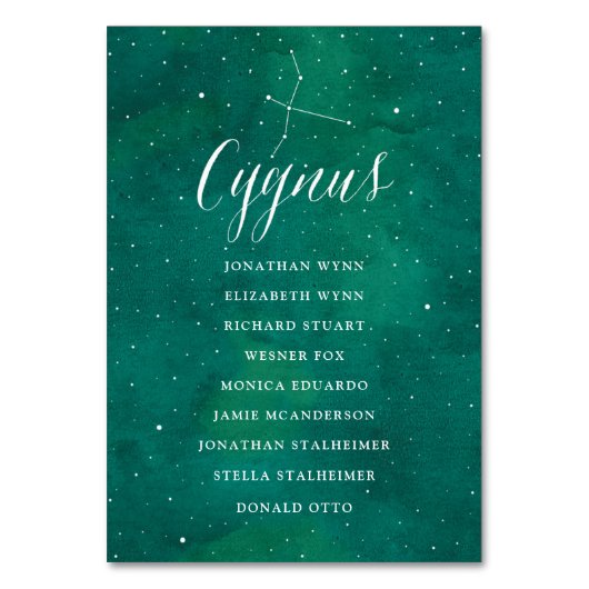 Groene Sterren Galaxy Zitkaart Kaart Cygnus (Voorkant)