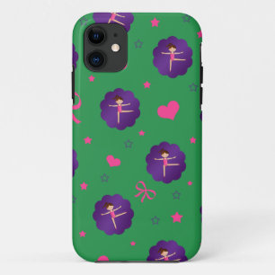 Groene sterren harten bogen paarse schildpadgymnas iPhone 11 hoesje